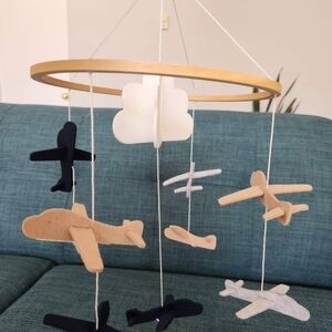 Aviation-Themed Kids Mobile with Wooden Frame